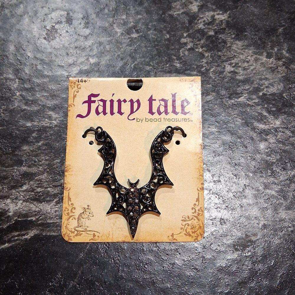 4/$20 Fairy Tale Bat Rhinestone Necklace Charm